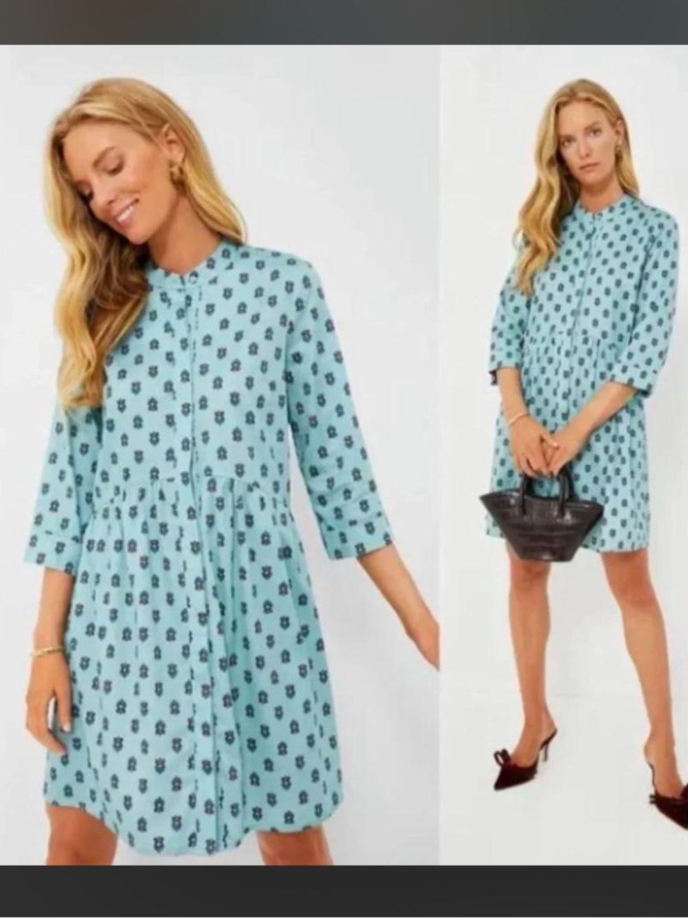 Tuckernuck Blue Printed Royal Shirt Dress Size M